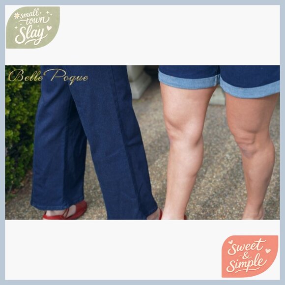 High Waisted Wide Leg Jeans Stretchy Demin Pants Button Decorated Pockets - Picture 7 of 7